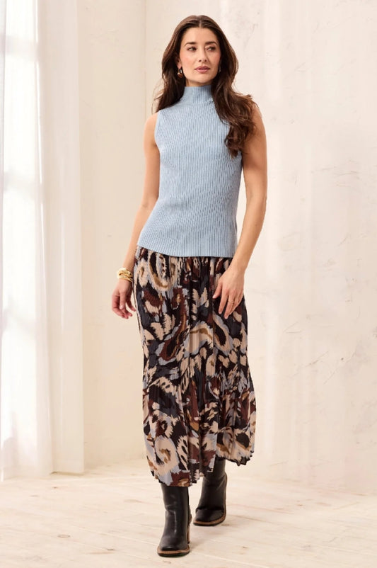 Tribal Ribbed Funnel Neck Tank