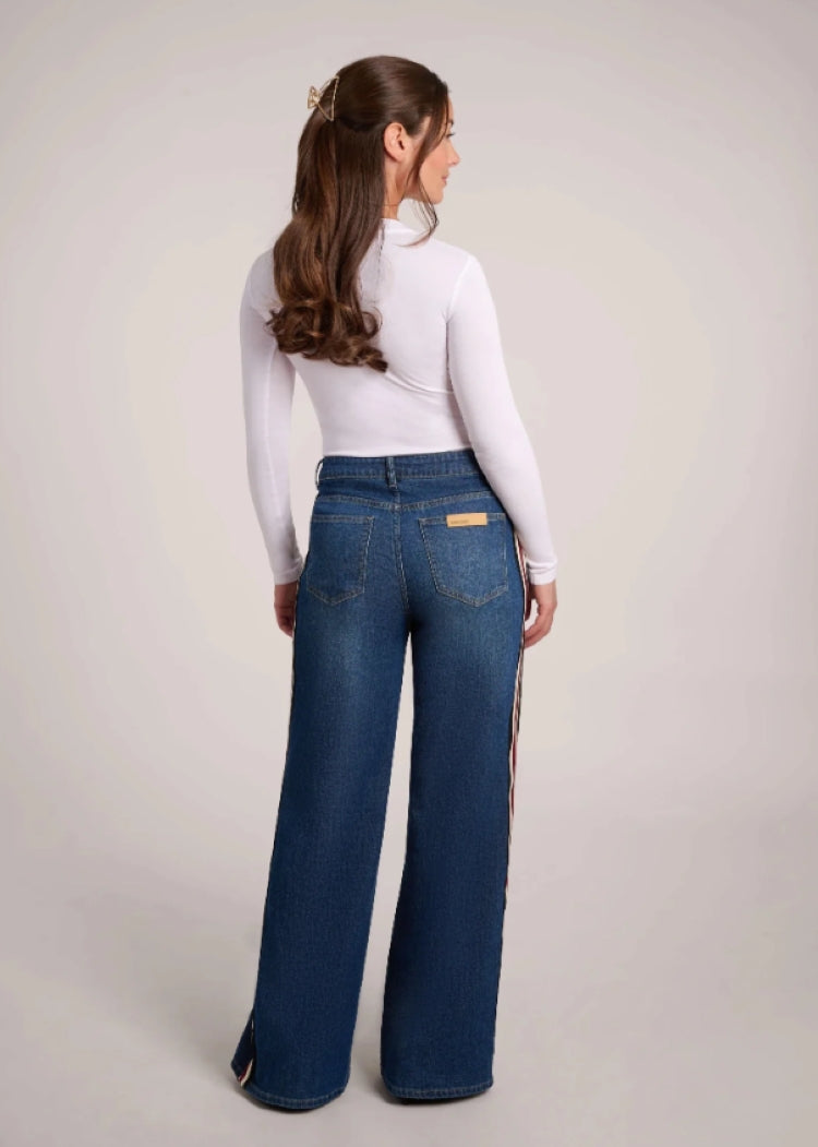 YOGA Carina Side Stripe Wide Leg Jeans