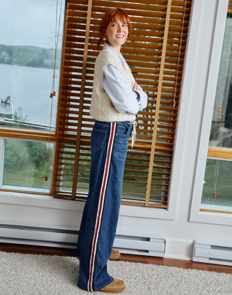 YOGA Carina Side Stripe Wide Leg Jeans