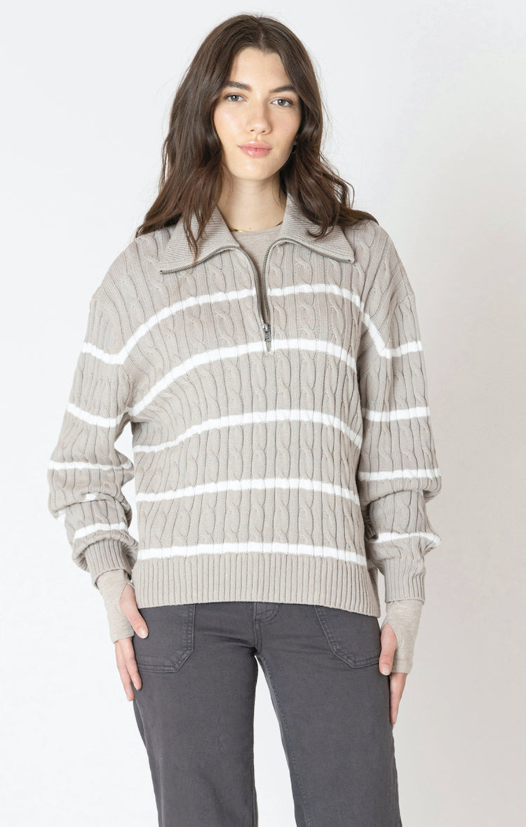 Half Zip Cable Knit Sweater