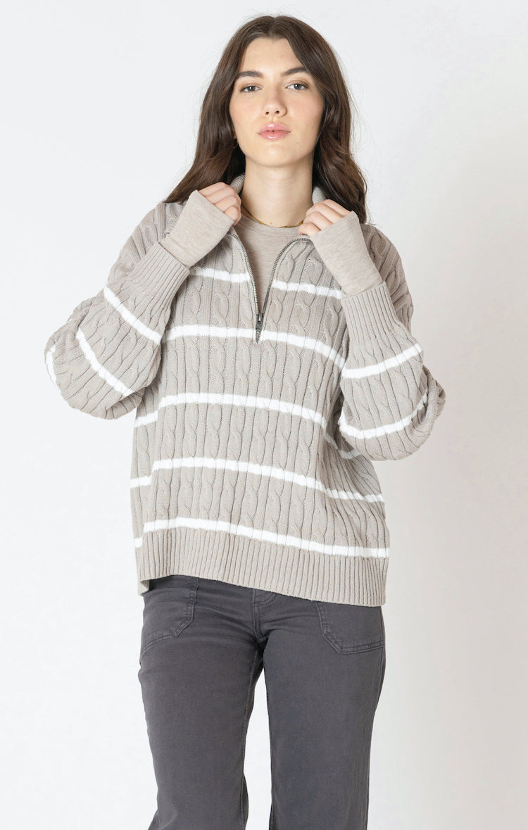 Half Zip Cable Knit Sweater
