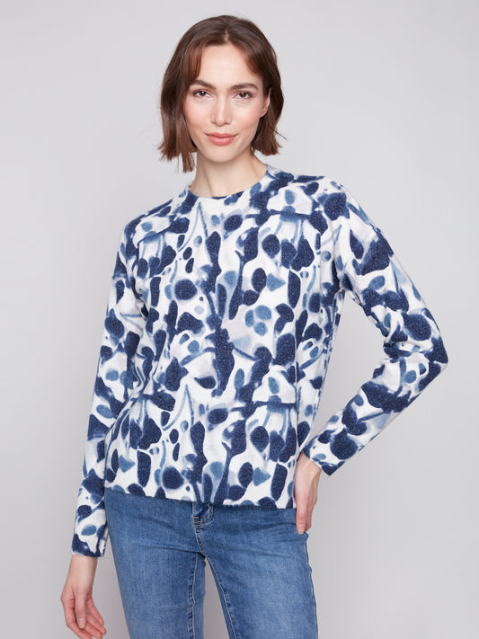 Print Reversible Long Sleeve Sweater