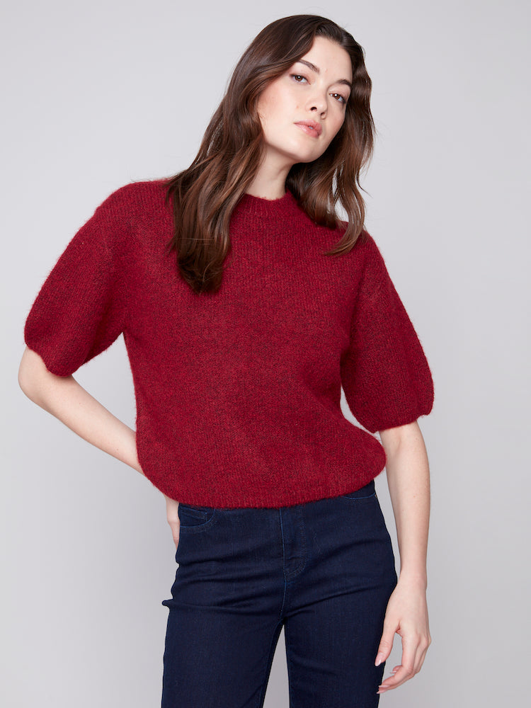 Elbow Balloon Sleeve Knit Top