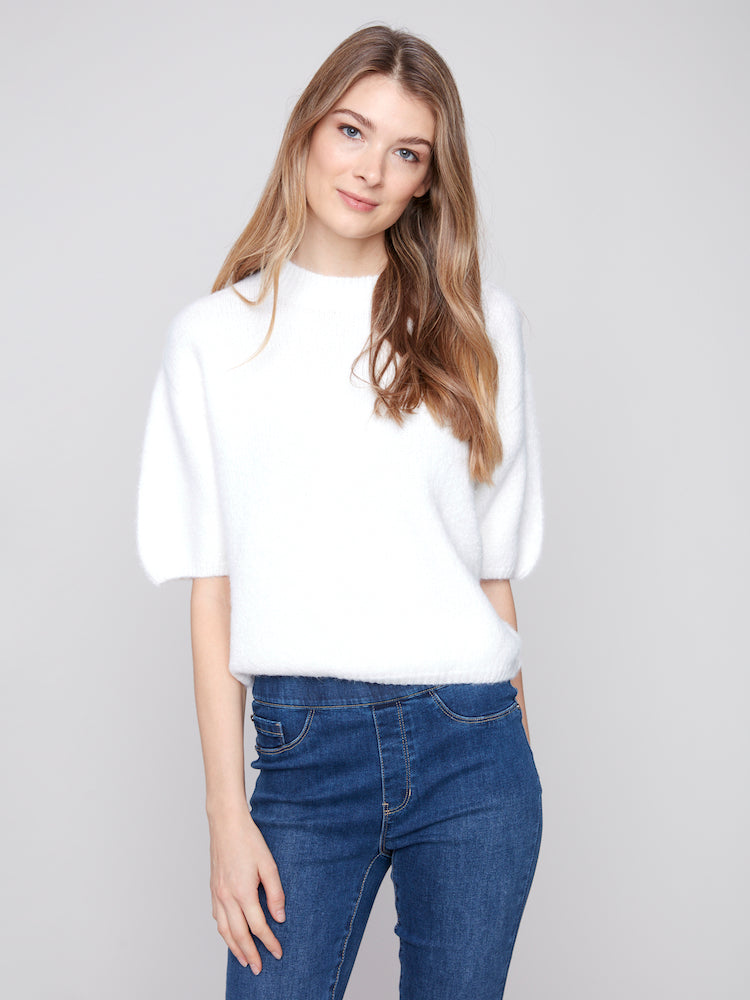 Elbow Balloon Sleeve Knit Top