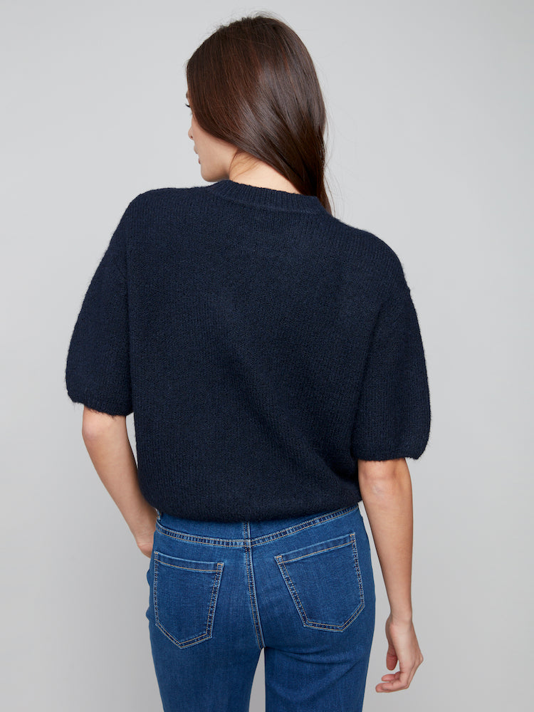 Elbow Balloon Sleeve Knit Top