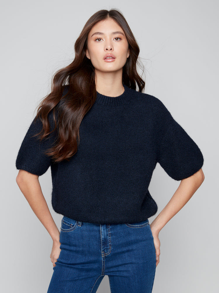 Elbow Balloon Sleeve Knit Top