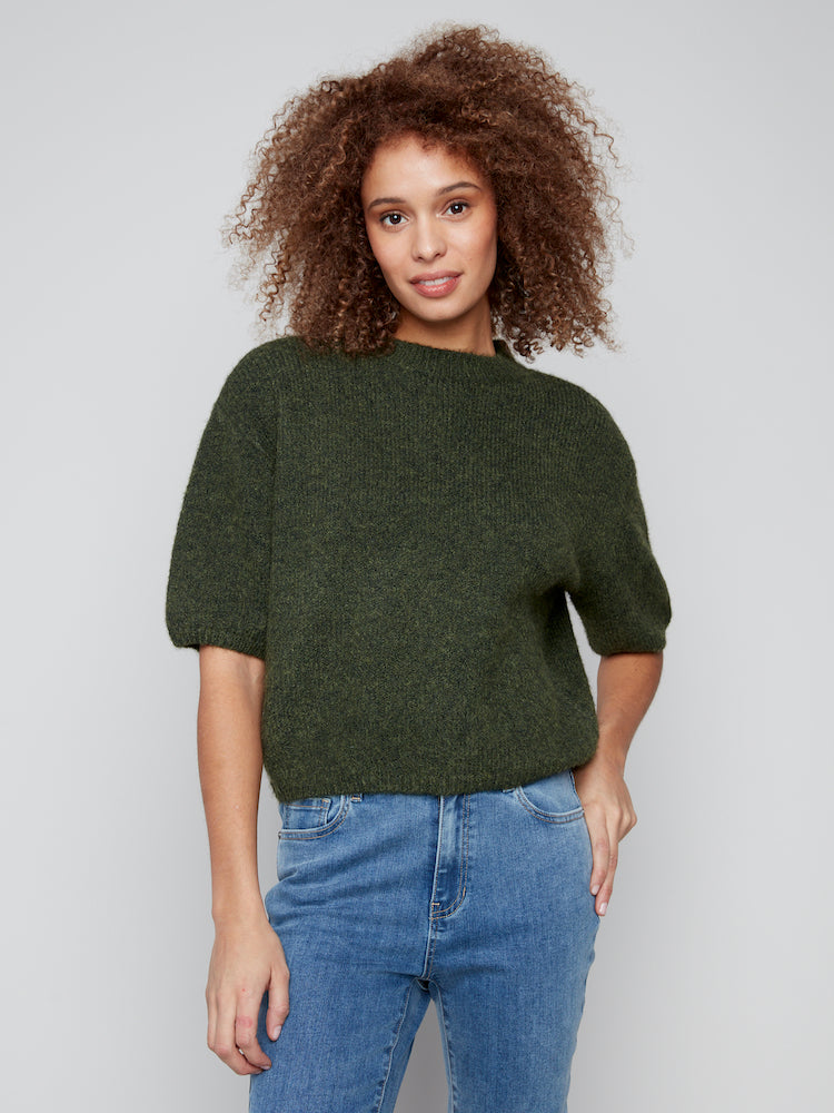 Elbow Balloon Sleeve Knit Top
