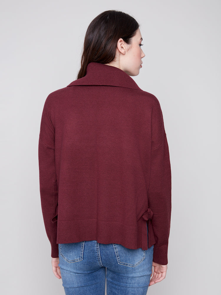 Cowl Neck Side Slit Sweater