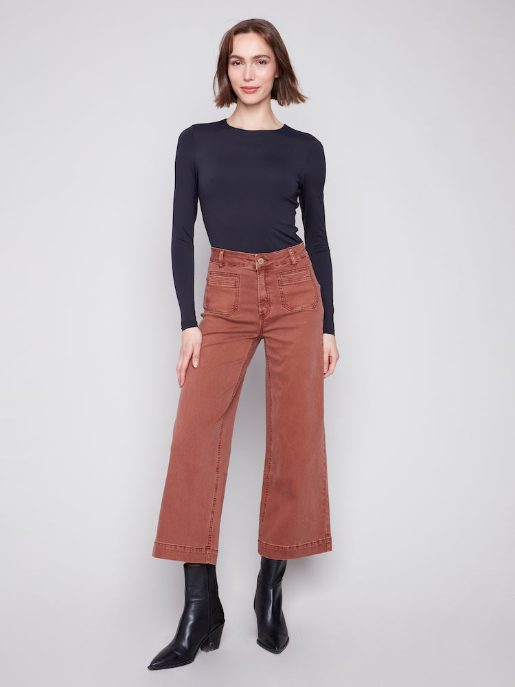 Patch Pocket Flare Twill Pants