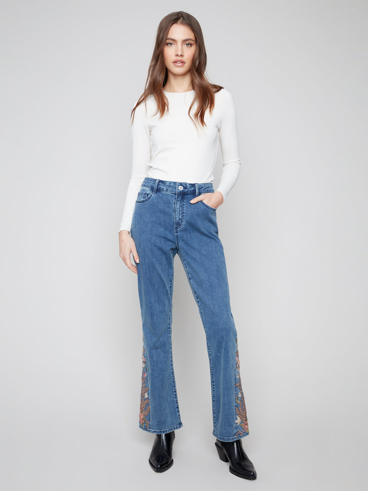 Embroidered Bootcut Jeans