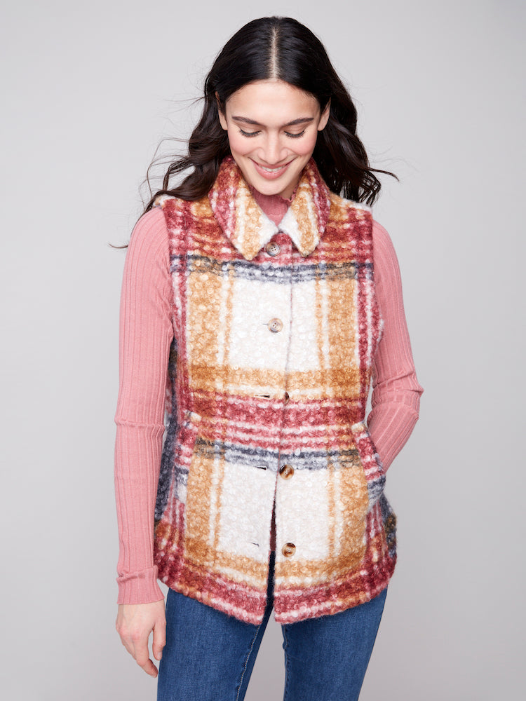 Plaid Boucle Vest