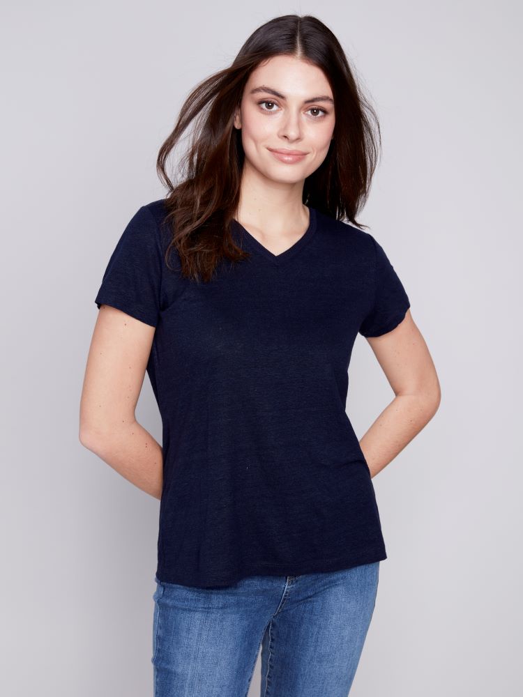 V-Neck Linen T-Shirt