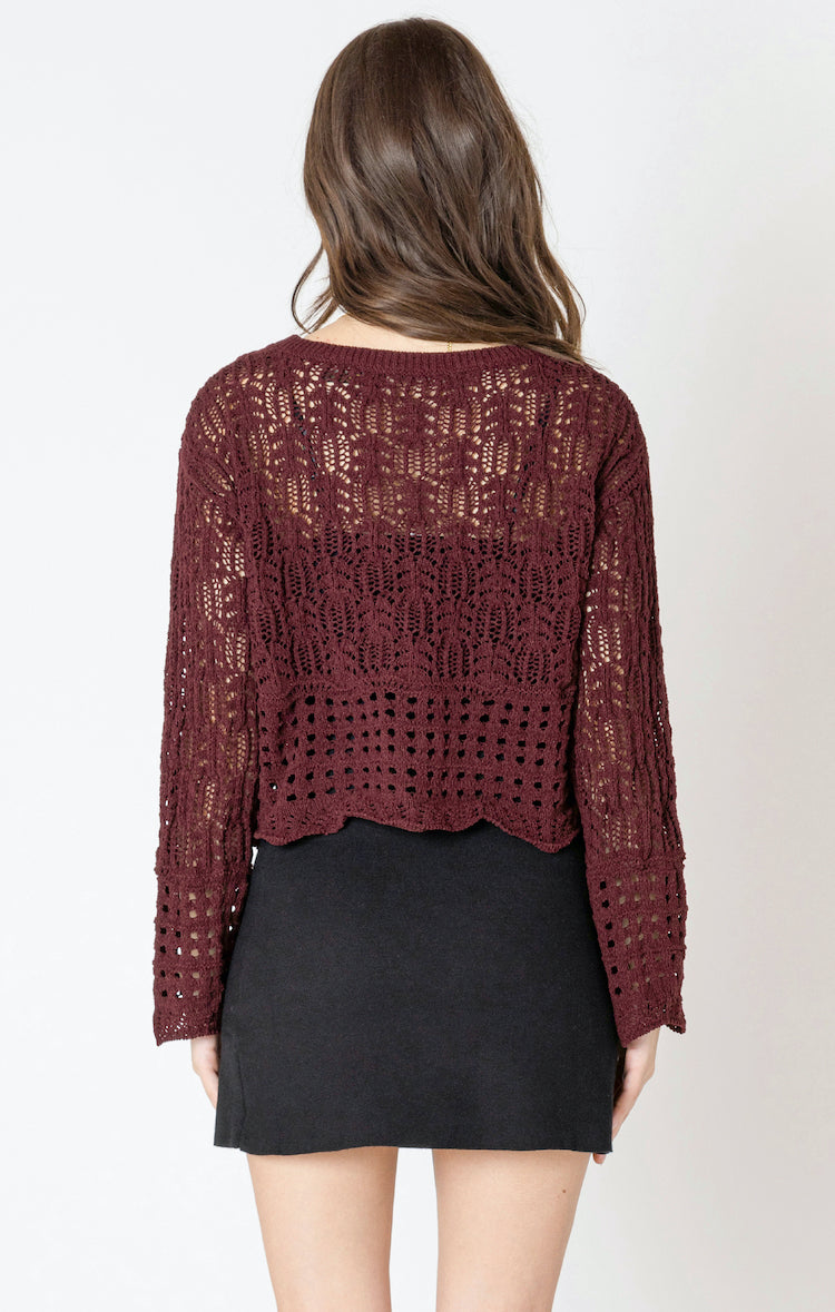 Open Stitch Wavy Hem Sweater