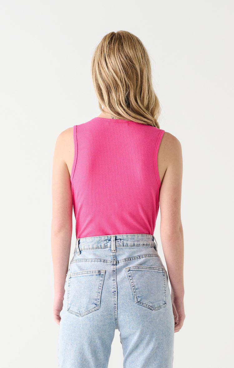 Dex Style: 2324303D, Ribbed Tank, pink back view