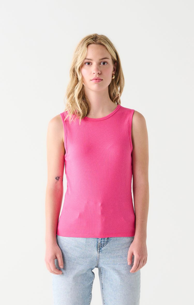 Dex Style: 2324303D, Ribbed Tank, pink, front view