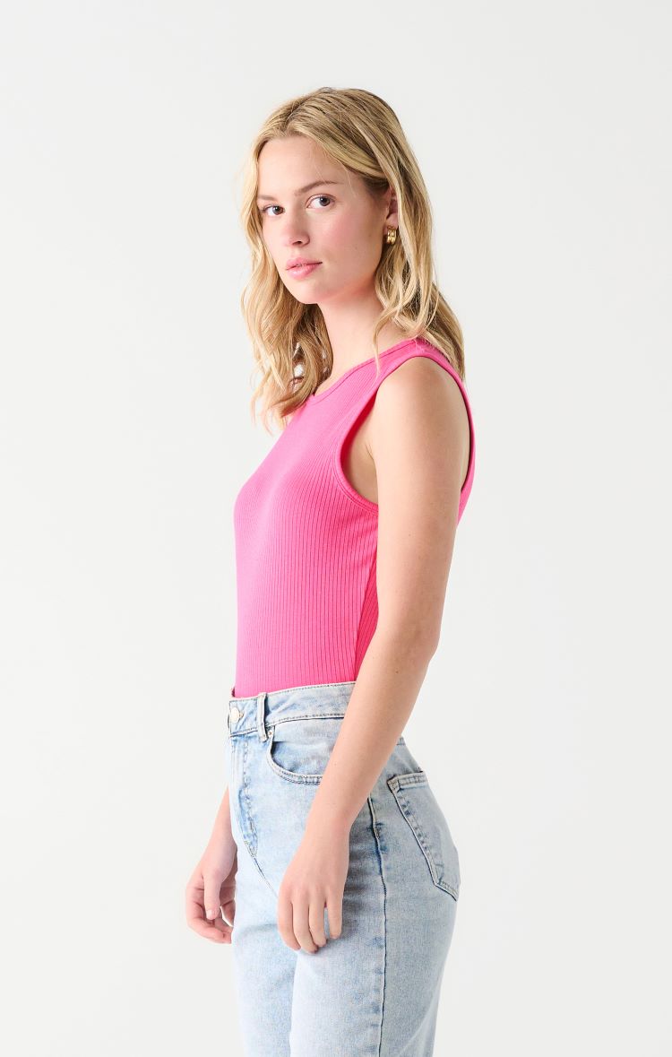 Dex Style: 2324303D, Ribbed Tank, pink, side view