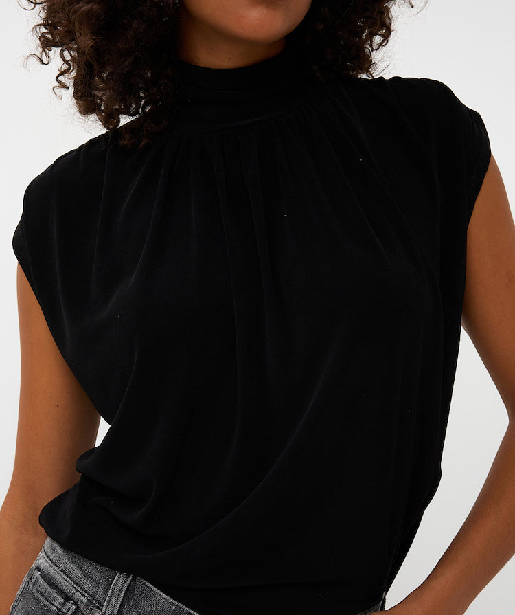 Cap Sleeve High Neck Blouse