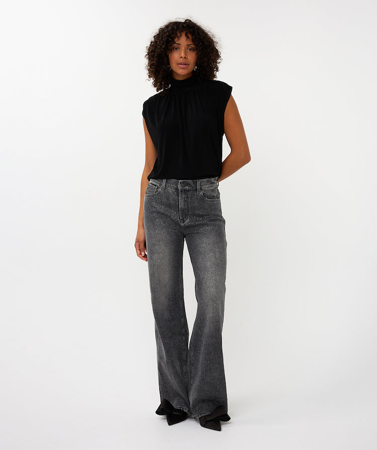 Cap Sleeve High Neck Blouse