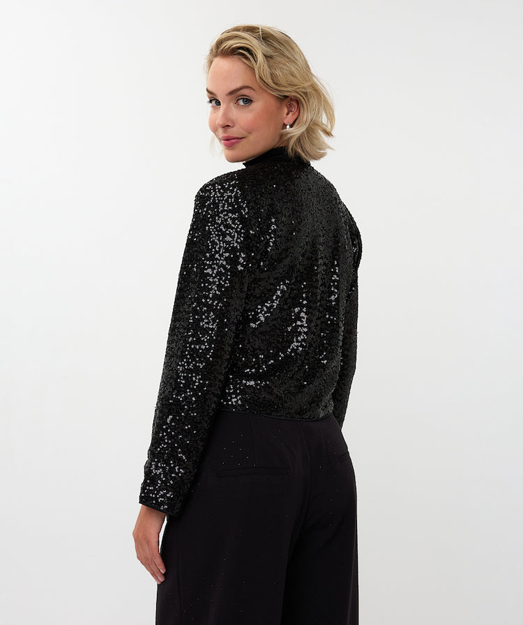 Sequin Tie Front Blazer