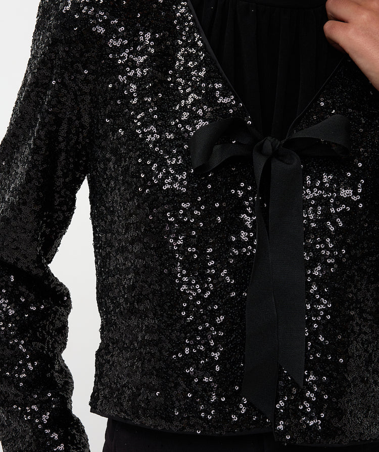 Sequin Tie Front Blazer