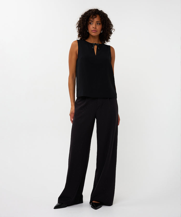 Sleeveless Blouse With A Sequin Bow Detail