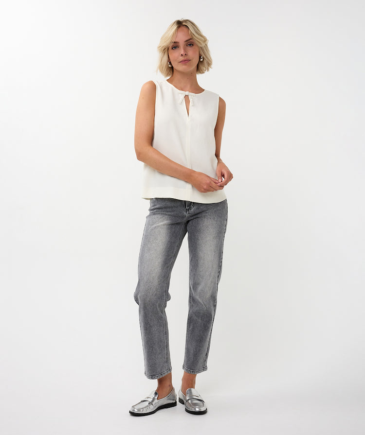 Sleeveless Blouse With A Sequin Bow Detail