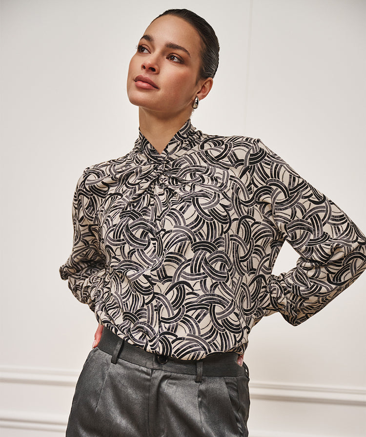 Long Sleeve Print Blouse