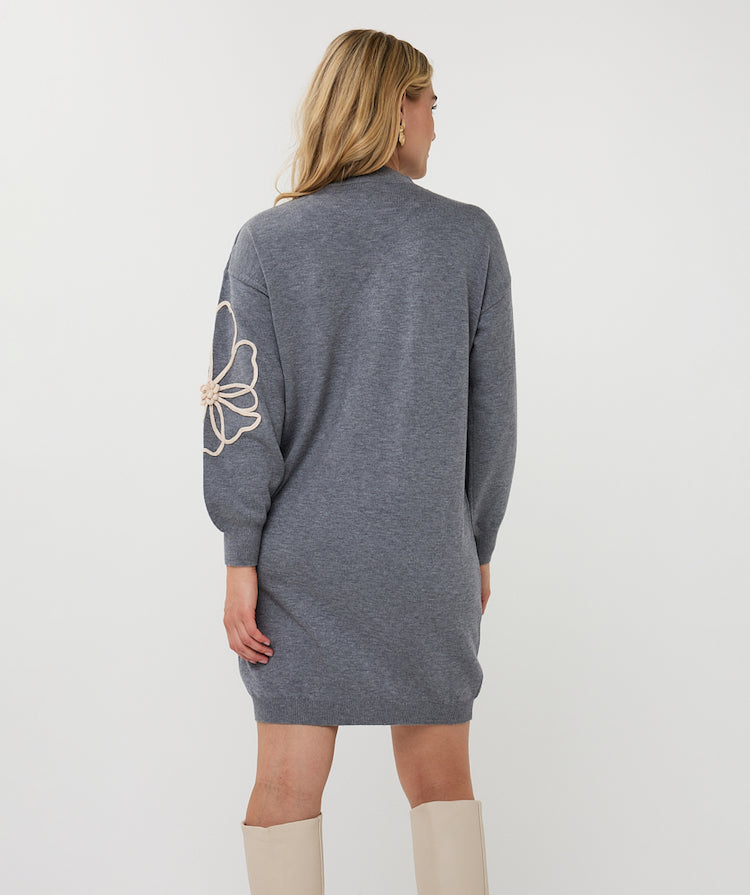 Tape Flower Patch Sweater Dress