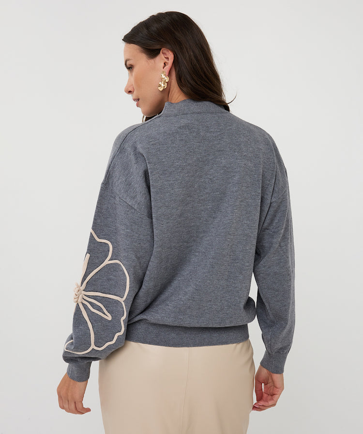 Tape Flower Patch Sweater