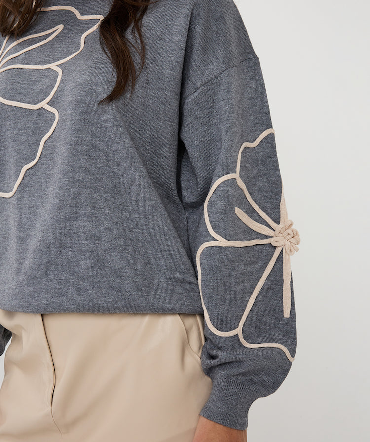 Tape Flower Patch Sweater