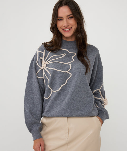 Tape Flower Patch Sweater