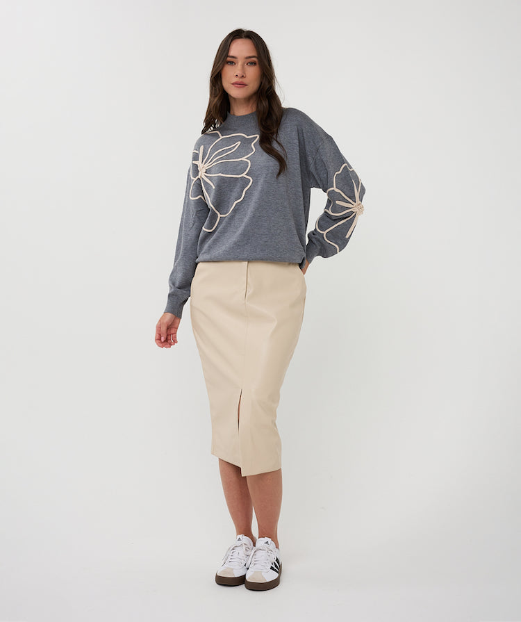 Tape Flower Patch Sweater