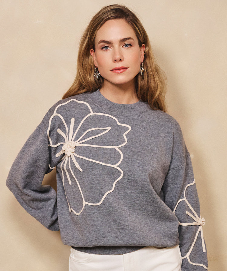 Tape Flower Patch Sweater
