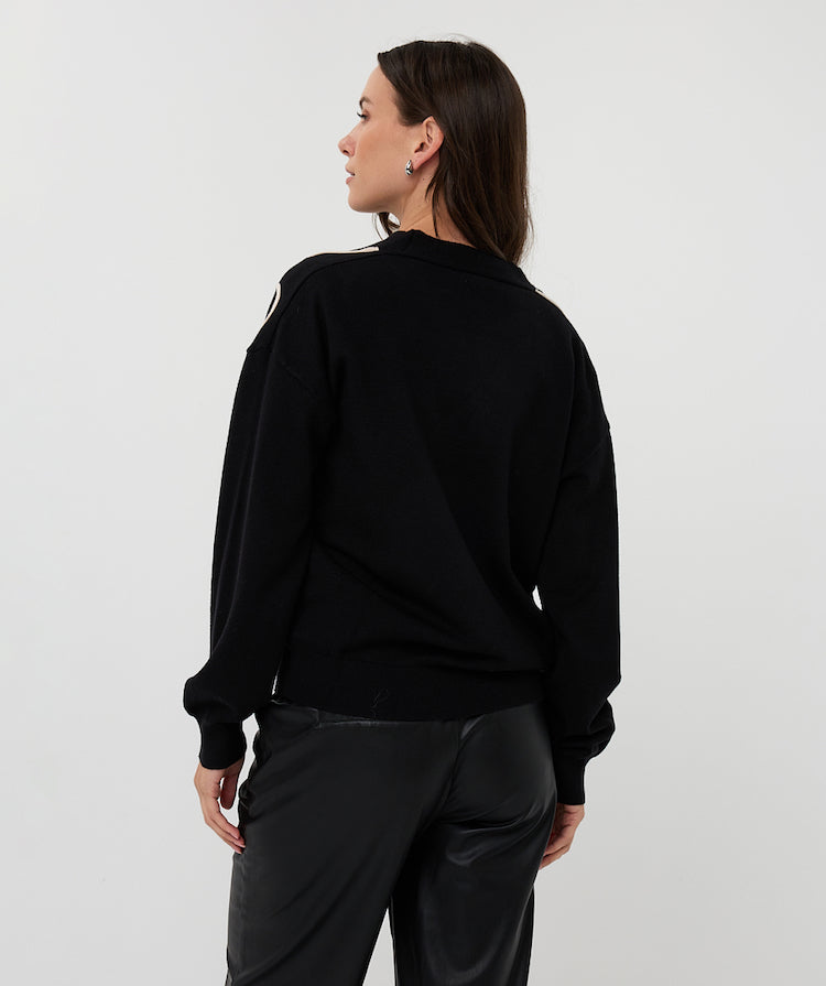 Button Up Tape Patch Cardigan