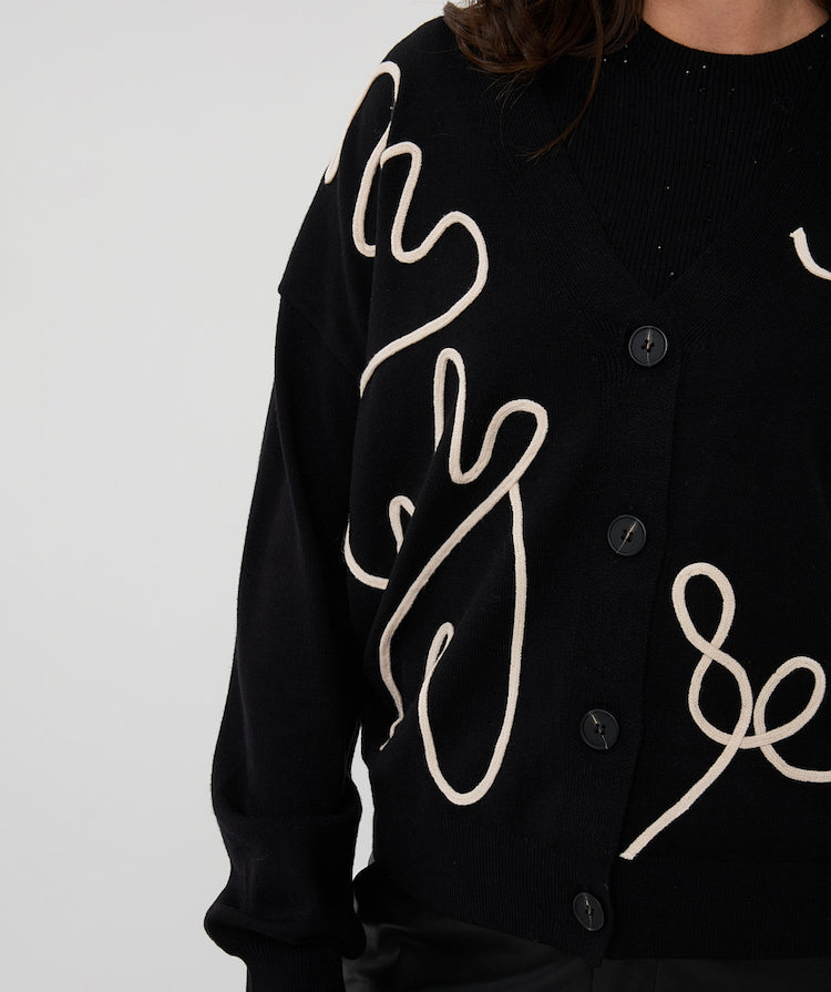 Button Up Tape Patch Cardigan