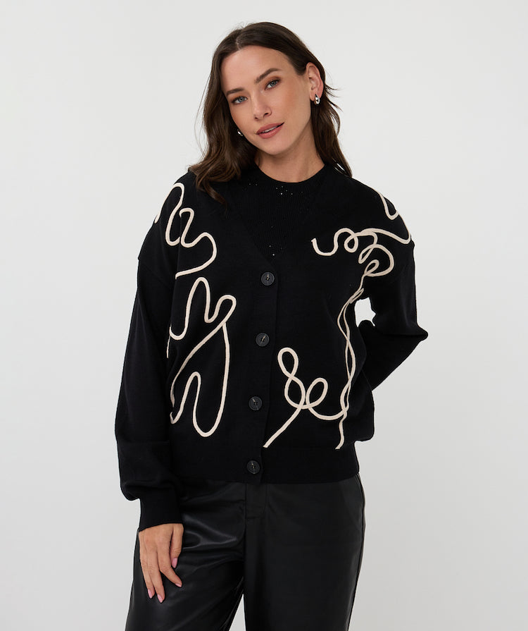 Button Up Tape Patch Cardigan