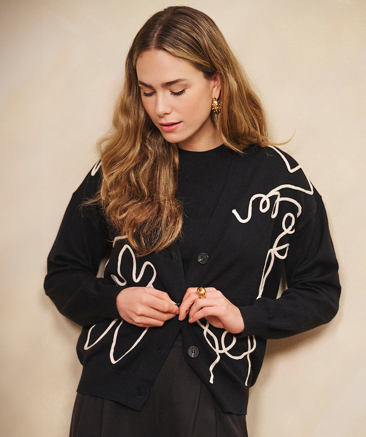 Button Up Tape Patch Cardigan