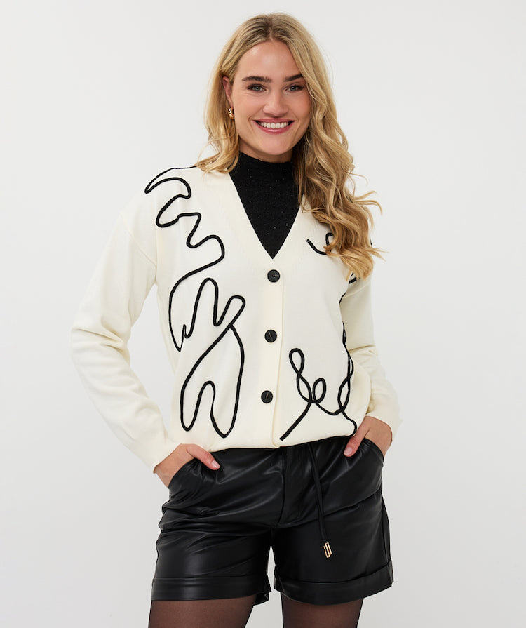 Button Up Tape Patch Cardigan