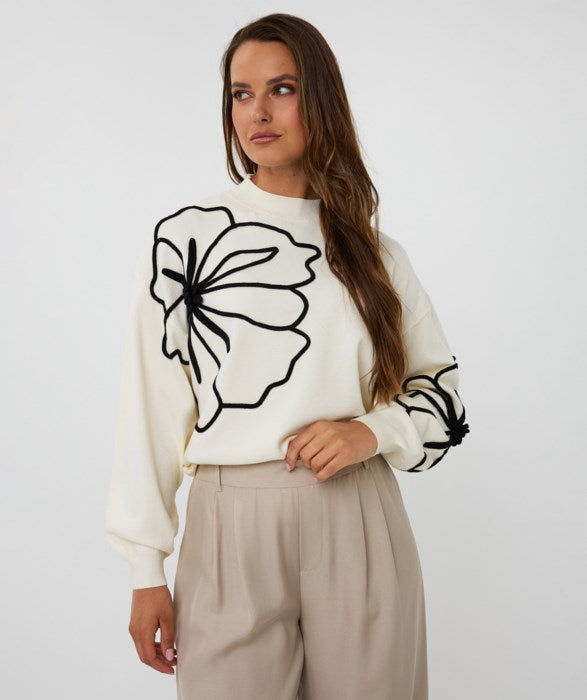 Tape Flower Patch Sweater