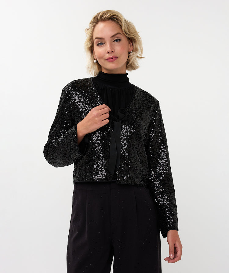 Sequin Tie Front Blazer