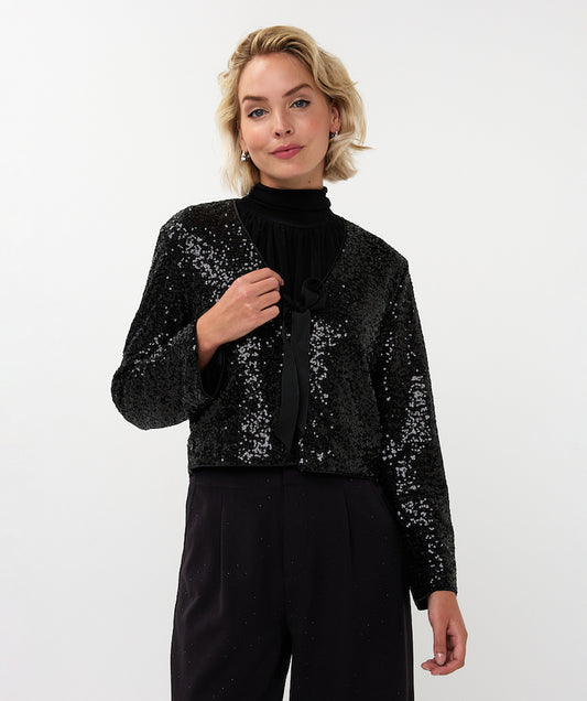 Sequin Tie Front Blazer