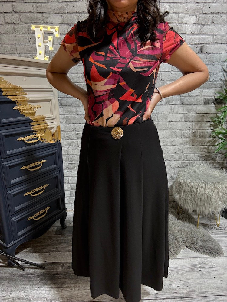 Abstract Print Mesh Lined Top