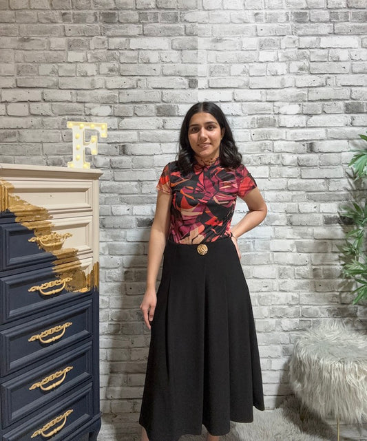 Abstract Print Mesh Lined Top