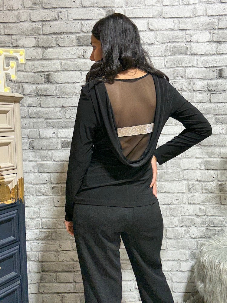 Long Sleeve Mesh Back Top