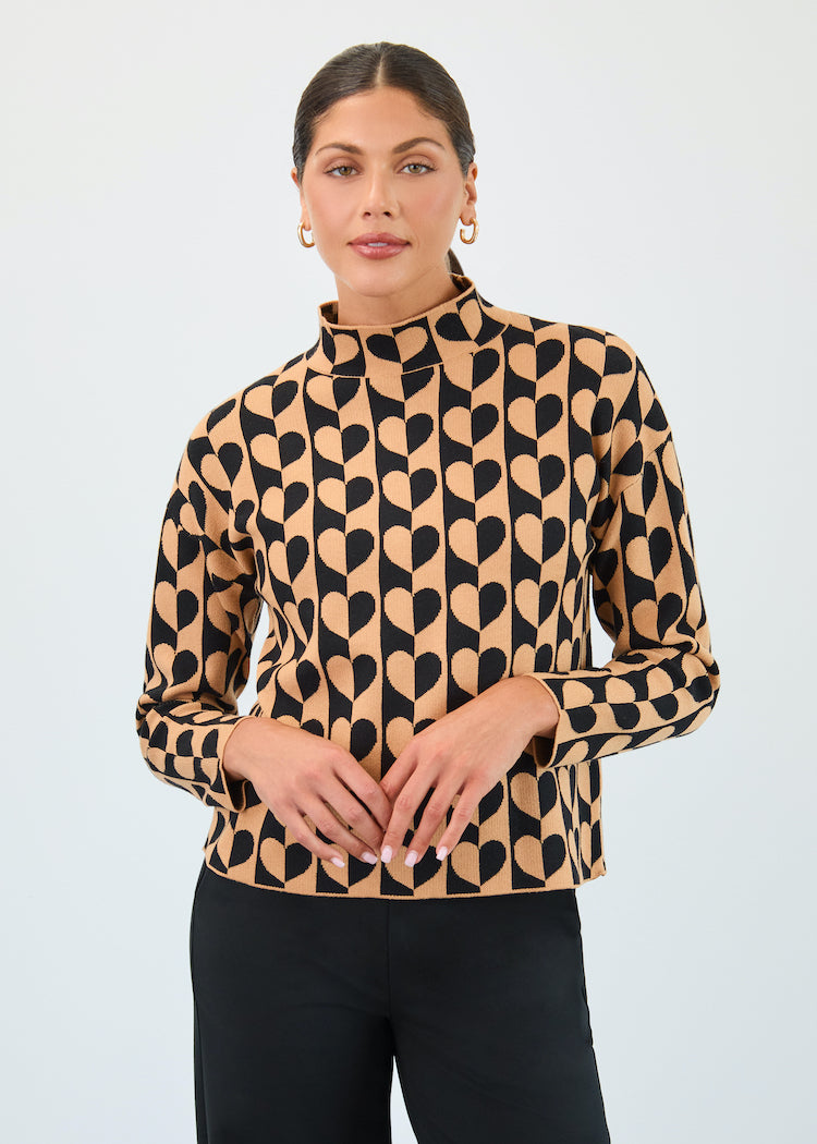 Love Jacquard High Heck Sweater