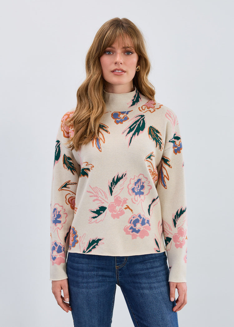 Floral Mock Neck Sweater