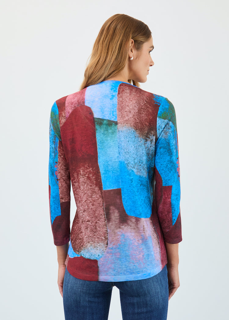 Abstract Print Long Sleeve Top