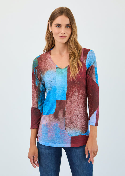 Abstract Print Long Sleeve Top