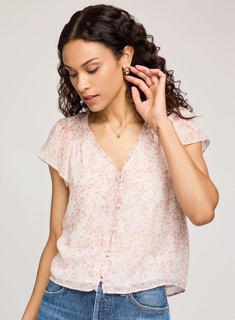 Carlotta Button Front Short Sleeve Blouse