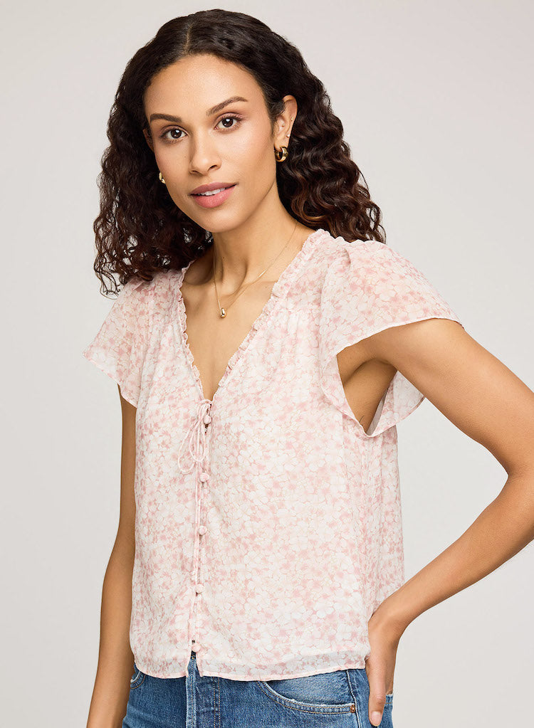 Carlotta Button Front Short Sleeve Blouse